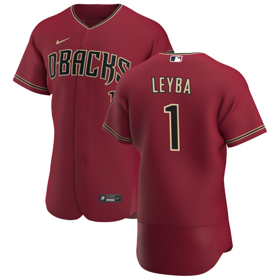 Arizona Diamondbacks #1 Domingo Leyba Men Nike Crimson Authentic Alternate Team MLB Jersey->customized nfl jersey->Custom Jersey